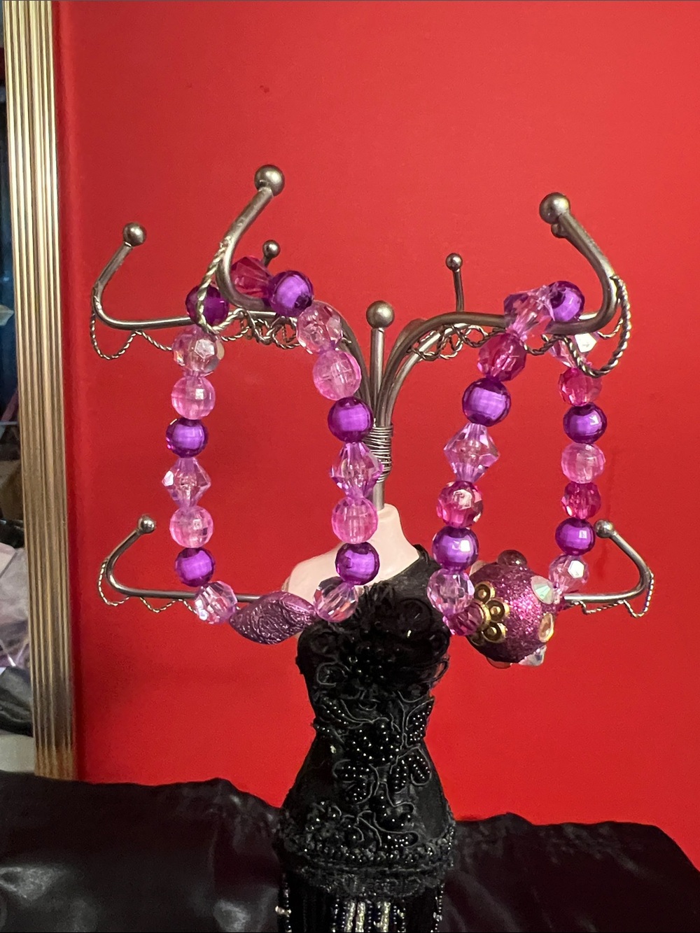 Purple Beaded Bracelet - Women's home made - Picture 3 of 9